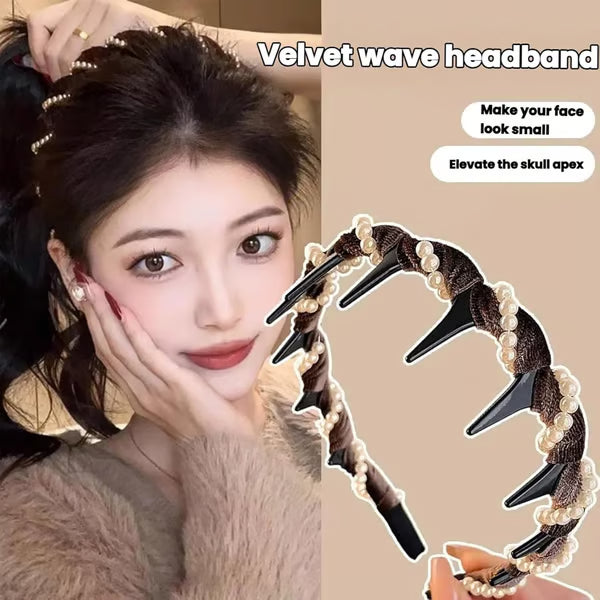 Retro High Skull Pearl Headband