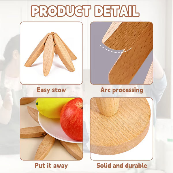 Natural Tree Trivet Set - 4 bamboo Trivets & 1 Stand