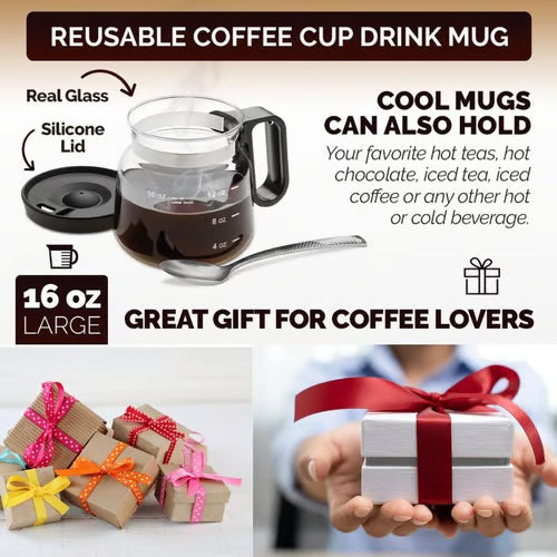 16 Oz Glass Coffee Mug – Coffee Pot Style