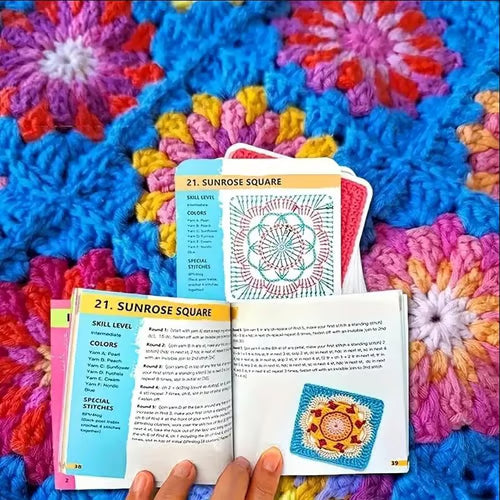 【50 Unique Designs】Granny Square Crochet Card Set