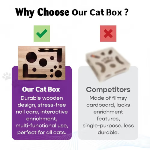 Cat Scratch Puzzle Enrichment Box: Nail File Stress Free Alternative to Clippers and Grinders