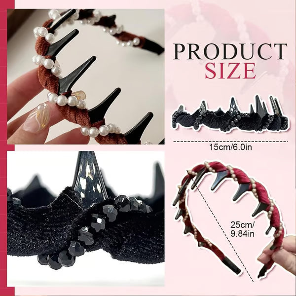 Retro High Skull Pearl Headband