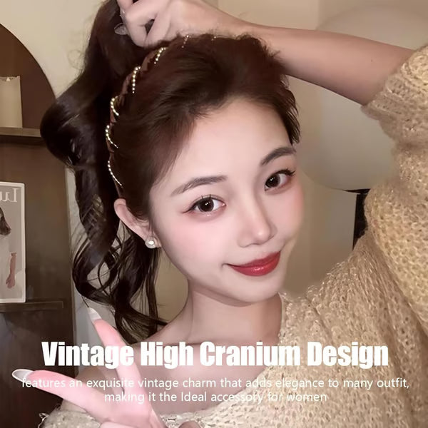 Retro High Skull Pearl Headband