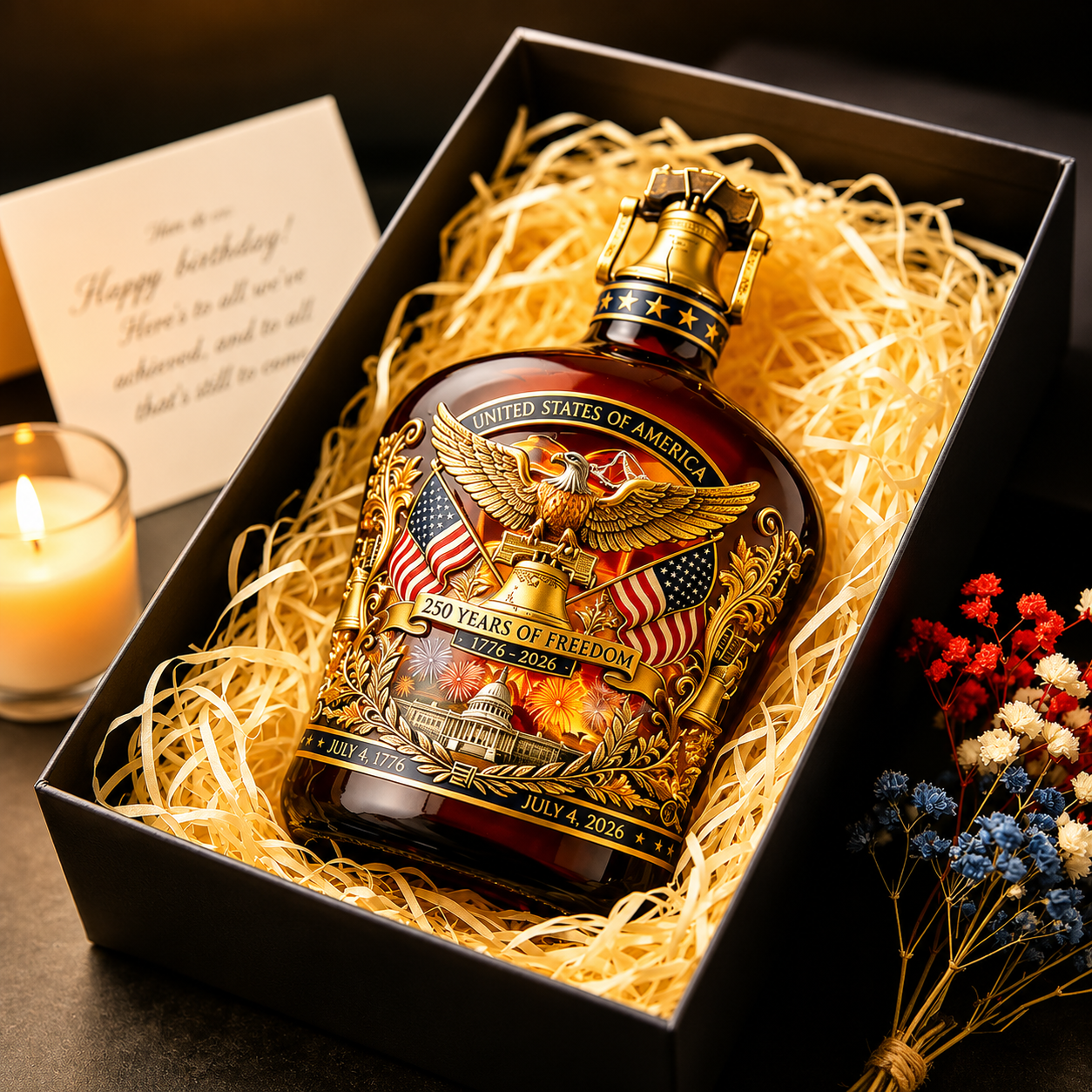 US 250th Anniversary Commemorative Whiskey Bottle
