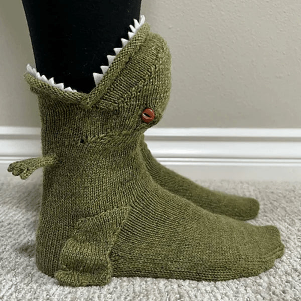 3D Knit Crocodile Socks