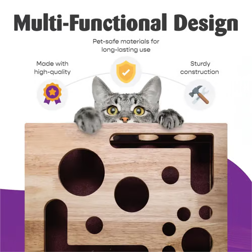 Cat Scratch Puzzle Enrichment Box: Nail File Stress Free Alternative to Clippers and Grinders