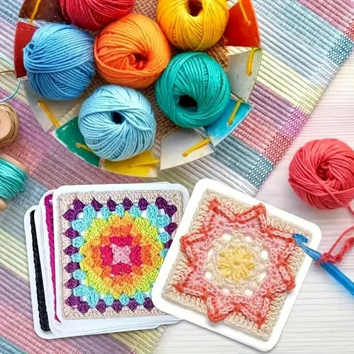 【50 Unique Designs】Granny Square Crochet Card Set