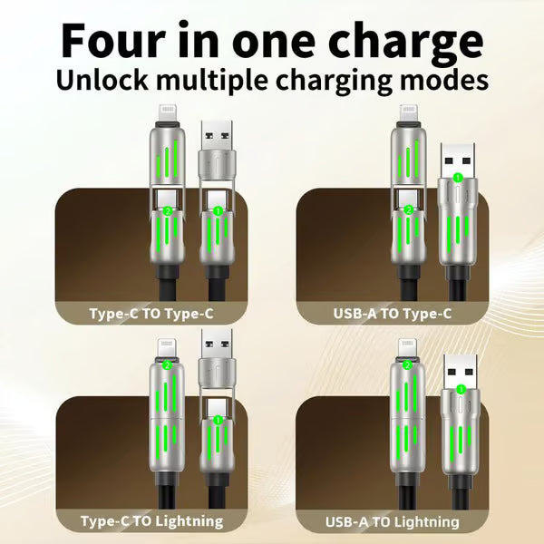 4-in-1 USB Charging Cable fast charging MAX 60W