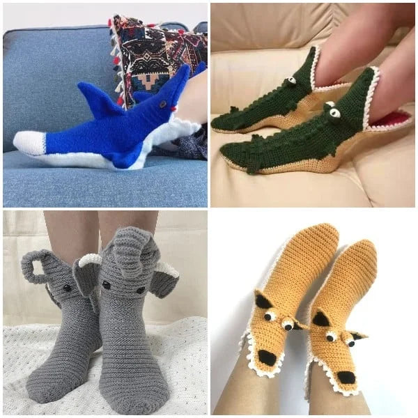3D Knit Crocodile Socks