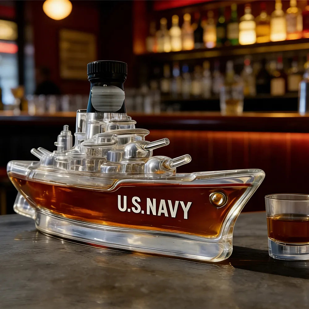 US Navy Battleship Whiskey Bottle