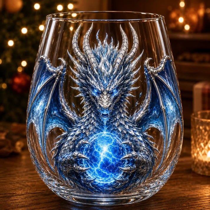 3D Mythic Dragon Glass Art Cup