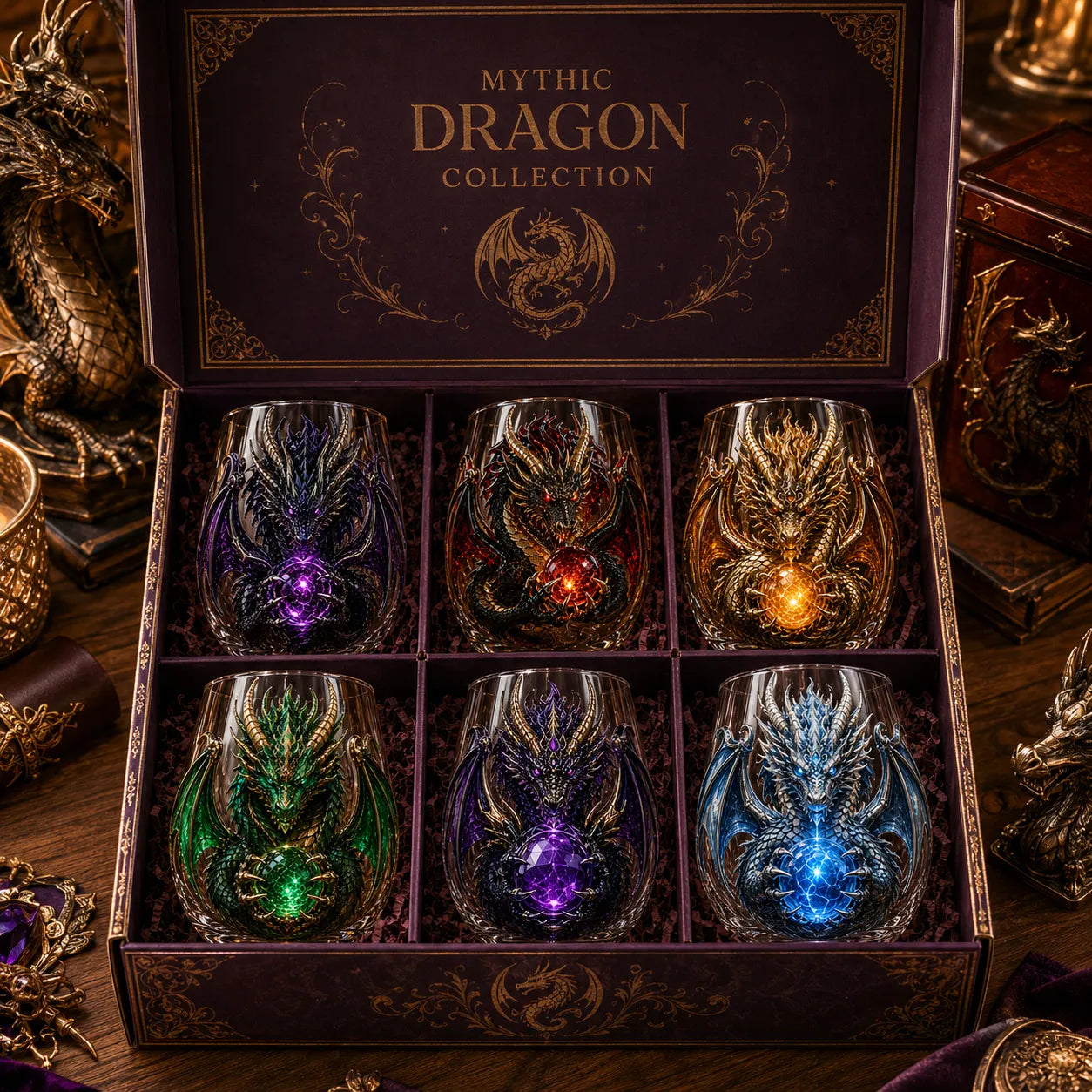3D Mythic Dragon Glass Art Cup