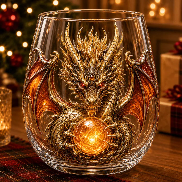 3D Mythic Dragon Glass Art Cup