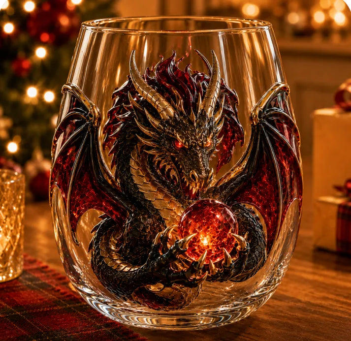 3D Mythic Dragon Glass Art Cup