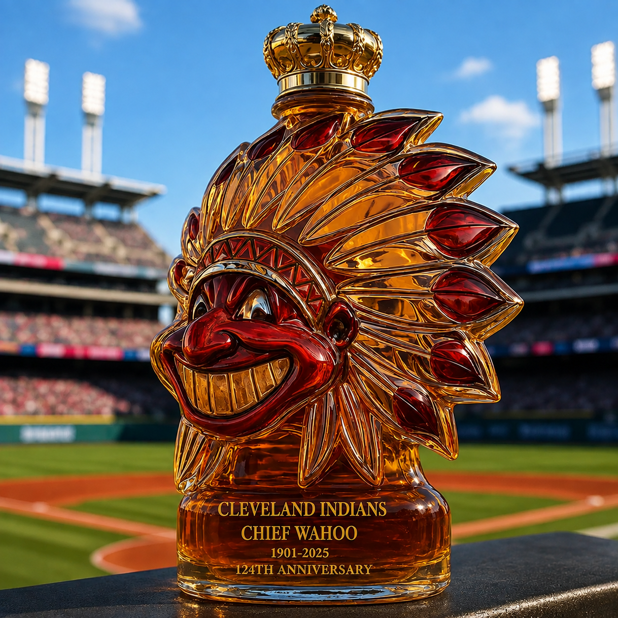 Cleveland Indians 124th Anniversary Whiskey Bottle