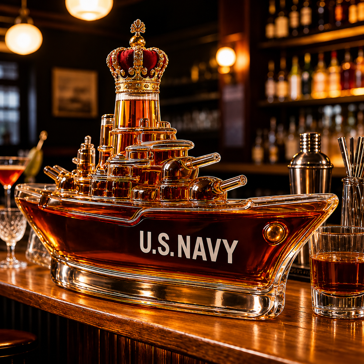 US Navy Battleship Whiskey Bottle
