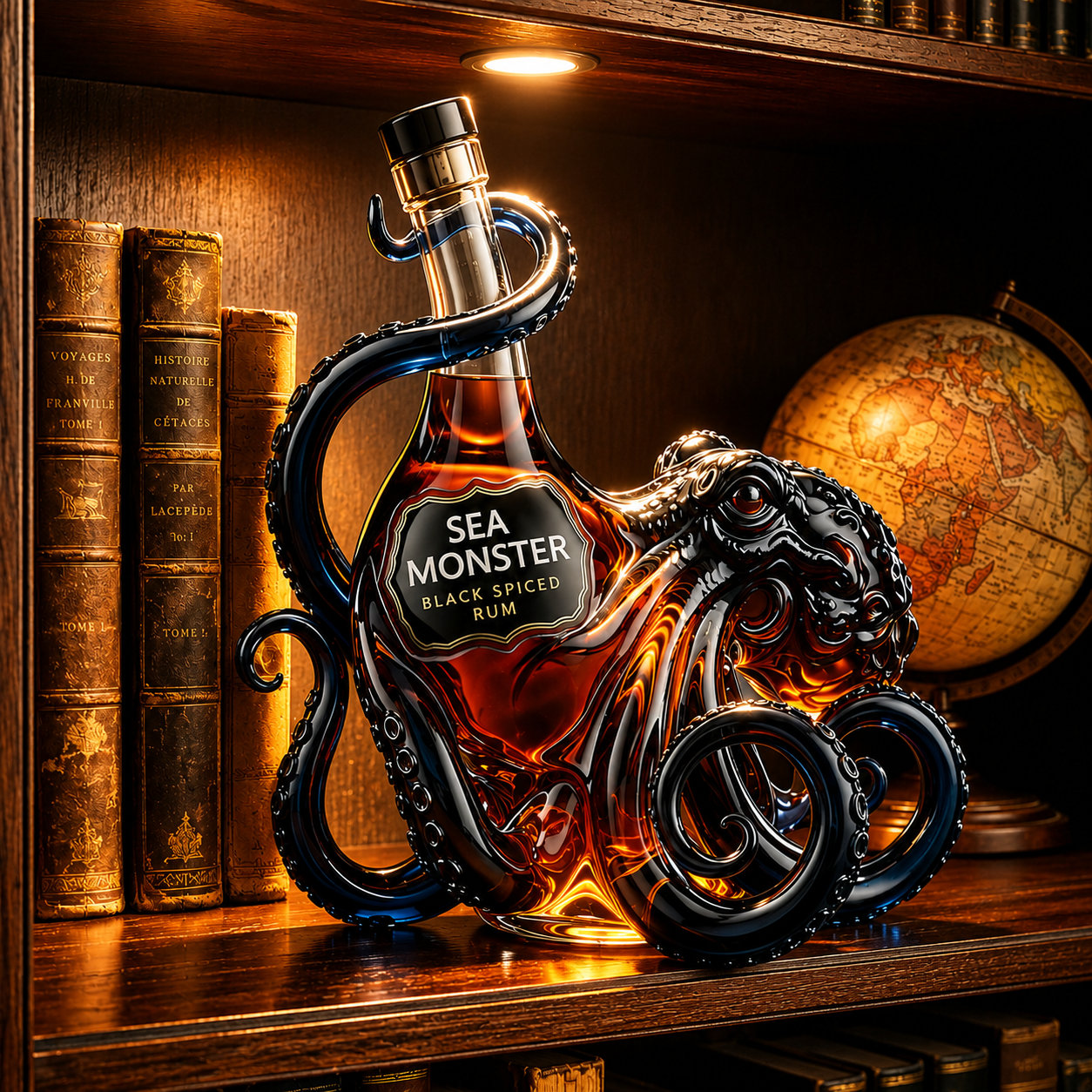 Sea Monster Black Spiced Rum Glass Bottle