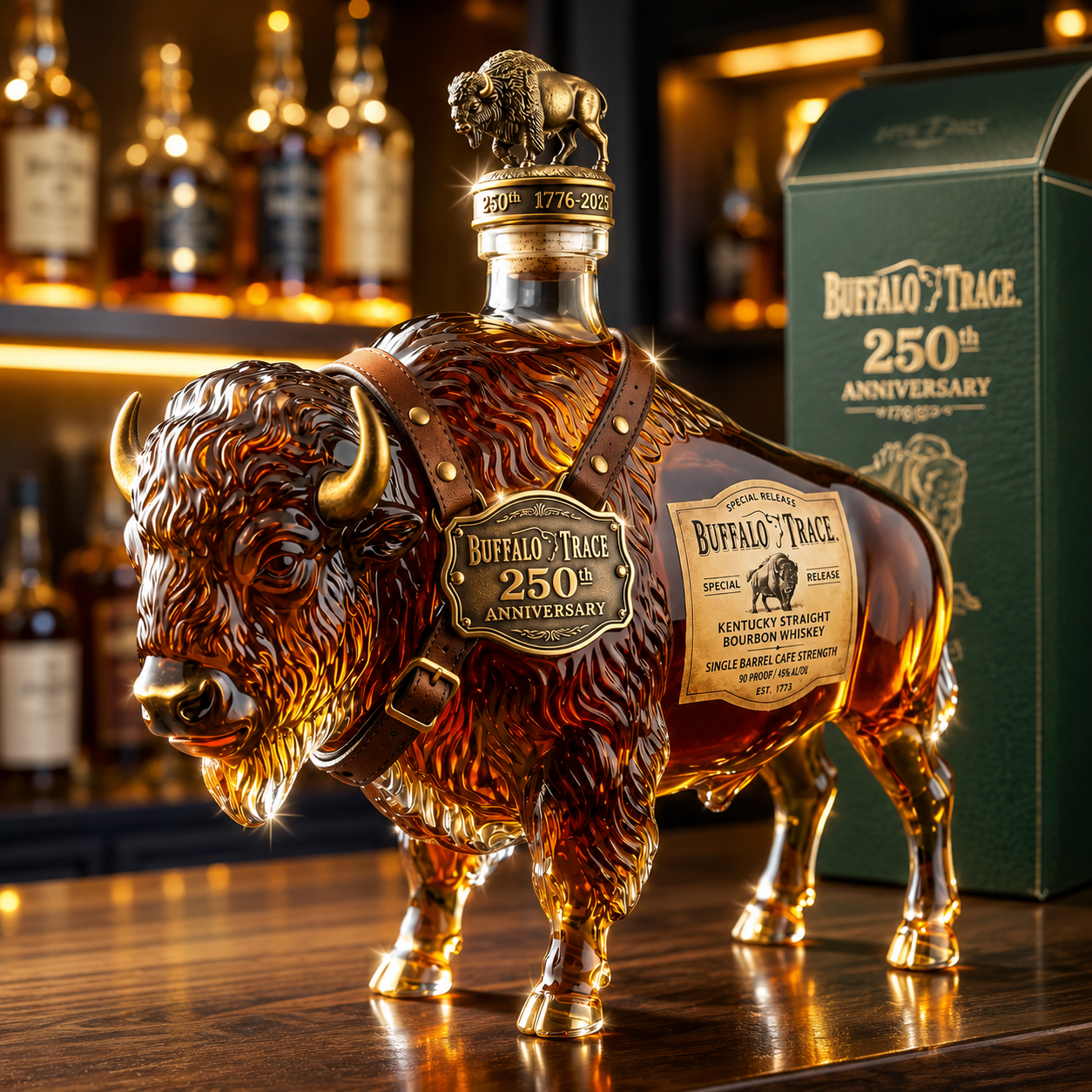 Buffalo Trace 250th Anniversary American Bison Whiskey Bottle