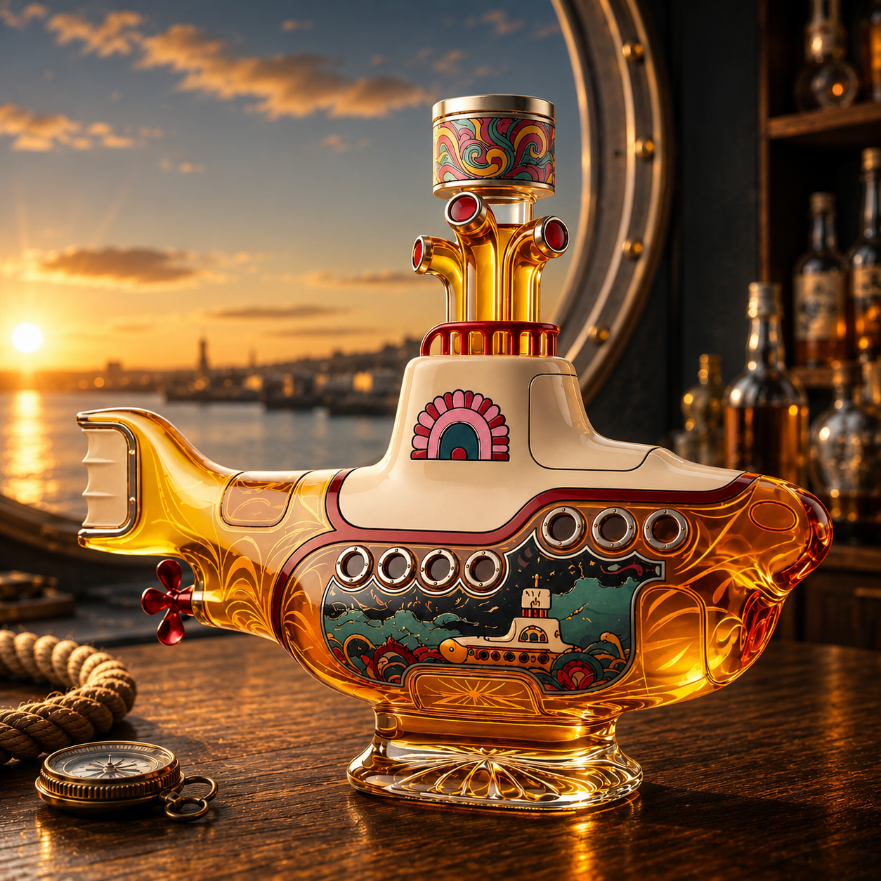 Vintage Submarine Whiskey Bottle