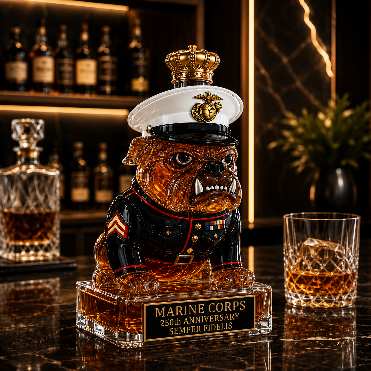 Marine Corps The 250th Anniversary Devil Dog Whiskey Bottle