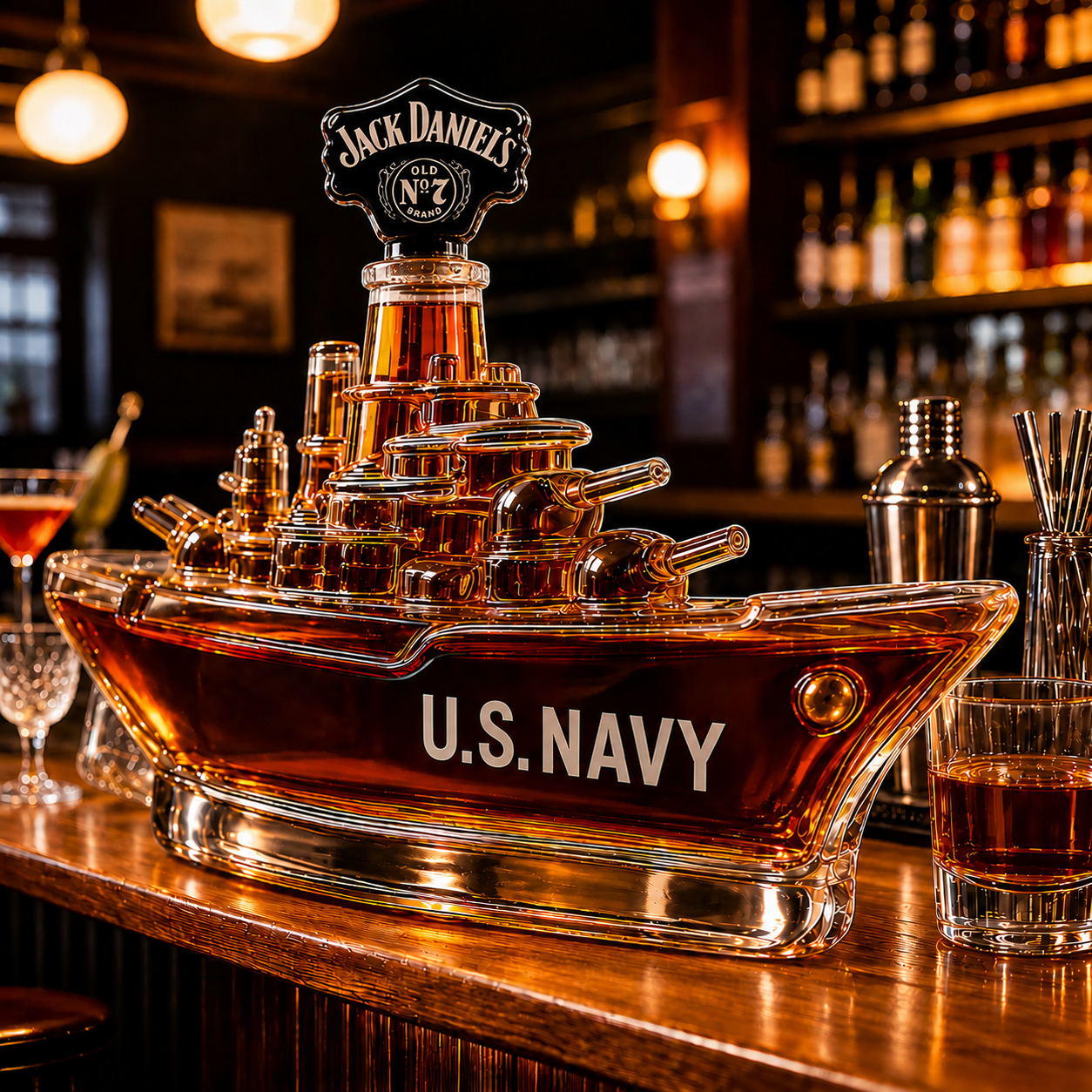 US Navy Battleship Whiskey Bottle