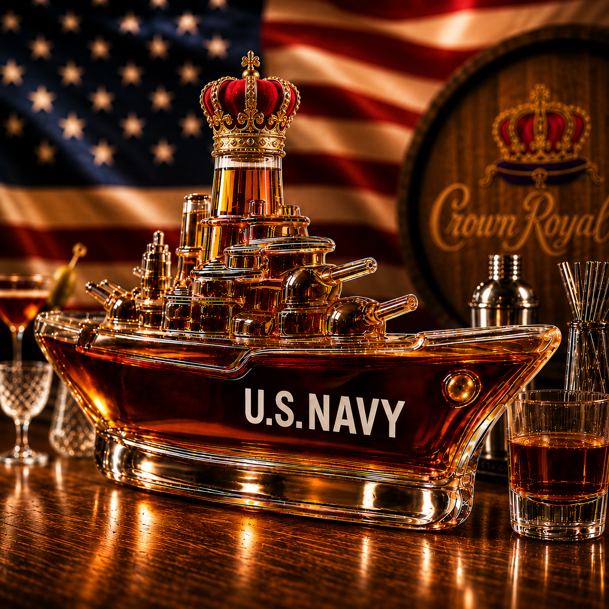 US Navy Battleship Whiskey Bottle