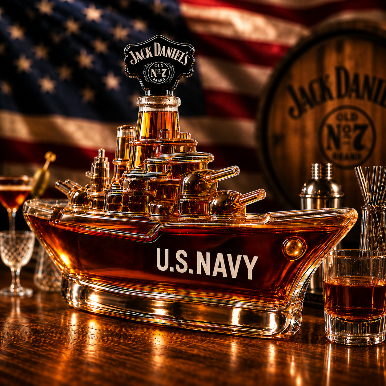 US Navy Battleship Whiskey Bottle
