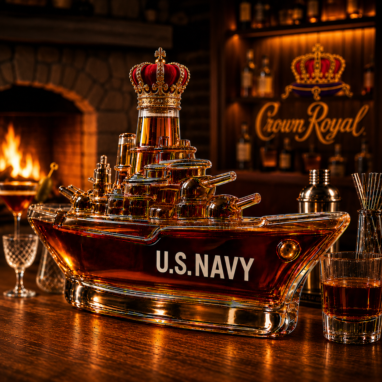 US Navy Battleship Whiskey Bottle