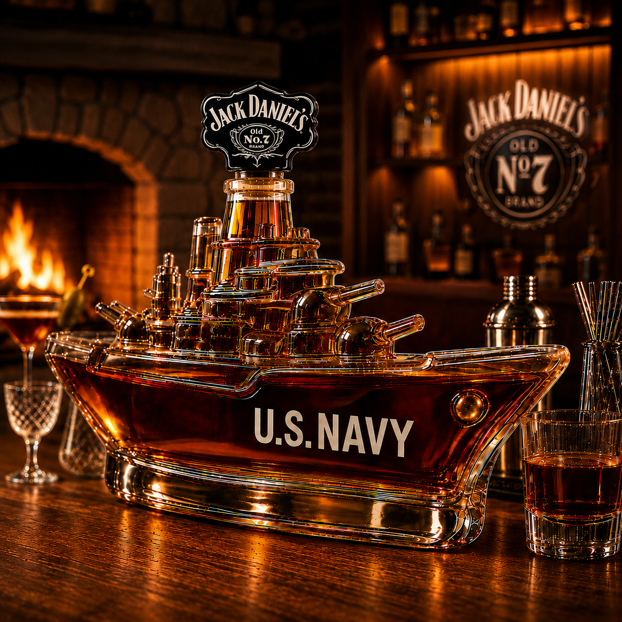 US Navy Battleship Whiskey Bottle