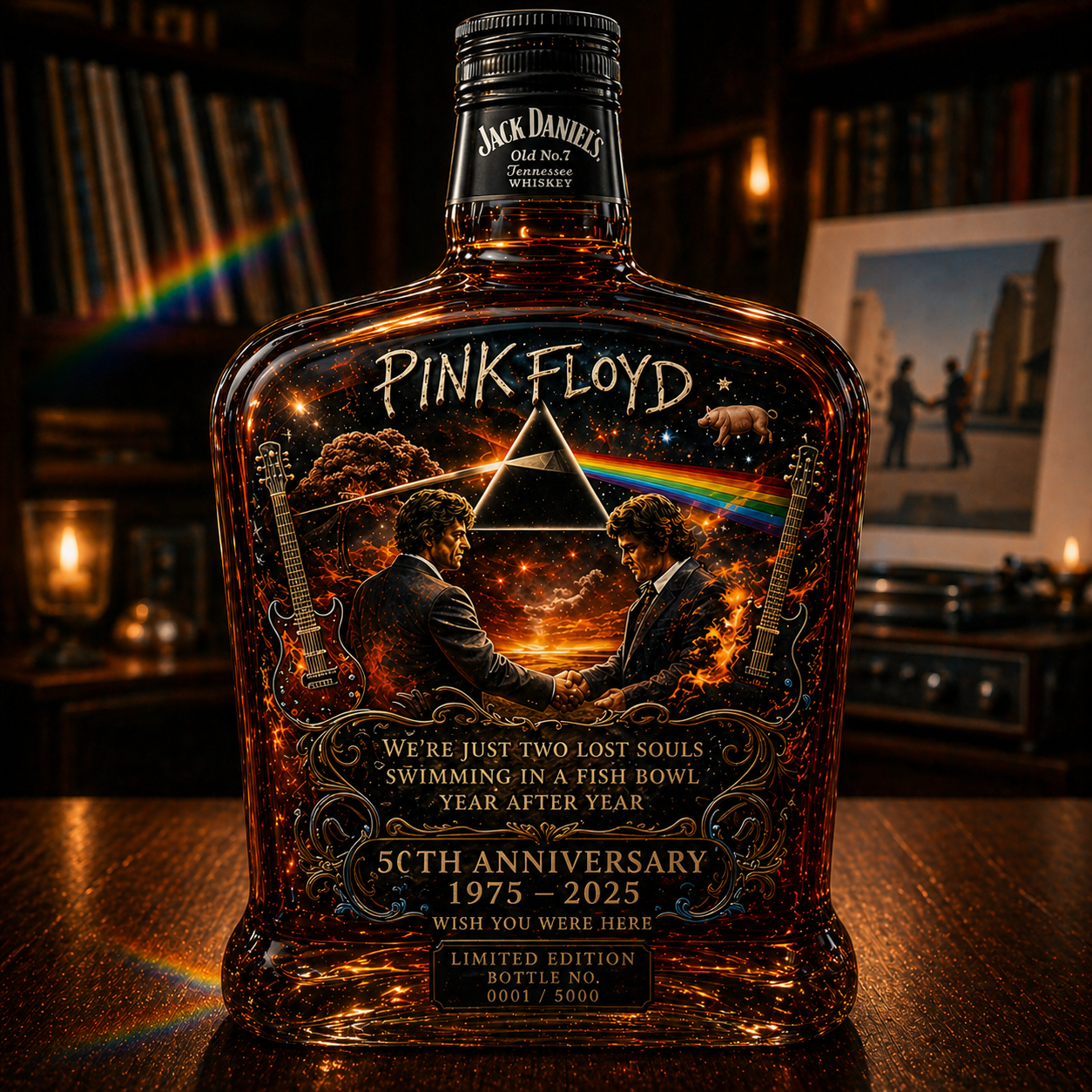 Pink Floyd – “Wish You Were Here” 50th Anniversary Collector’s Whiskey Bottle