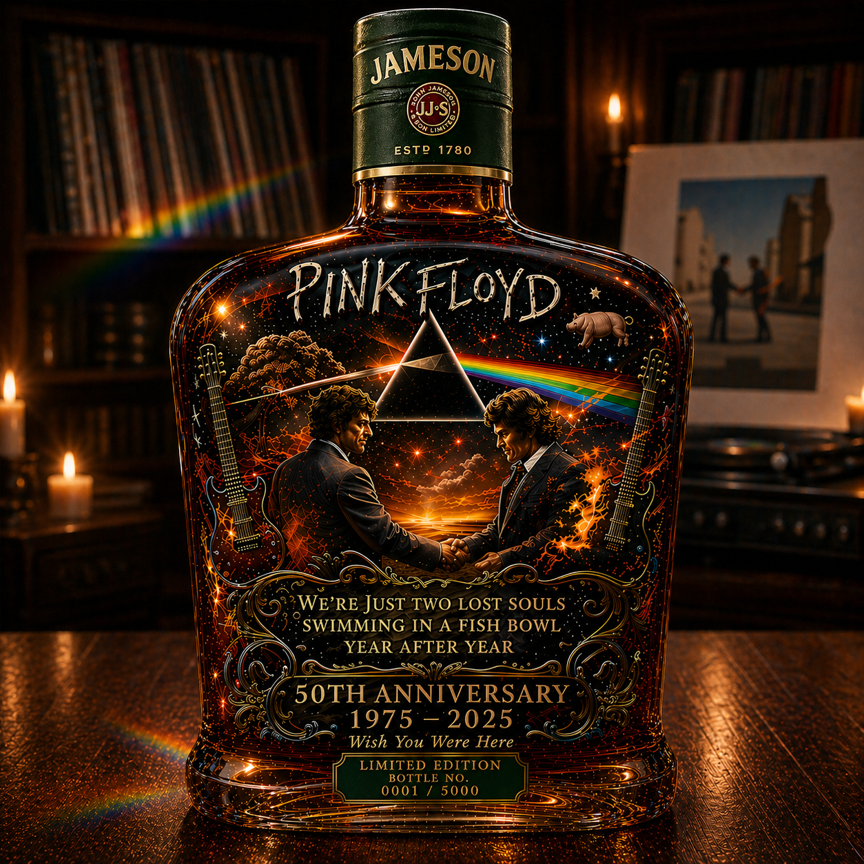 Pink Floyd – “Wish You Were Here” 50th Anniversary Collector’s Whiskey Bottle