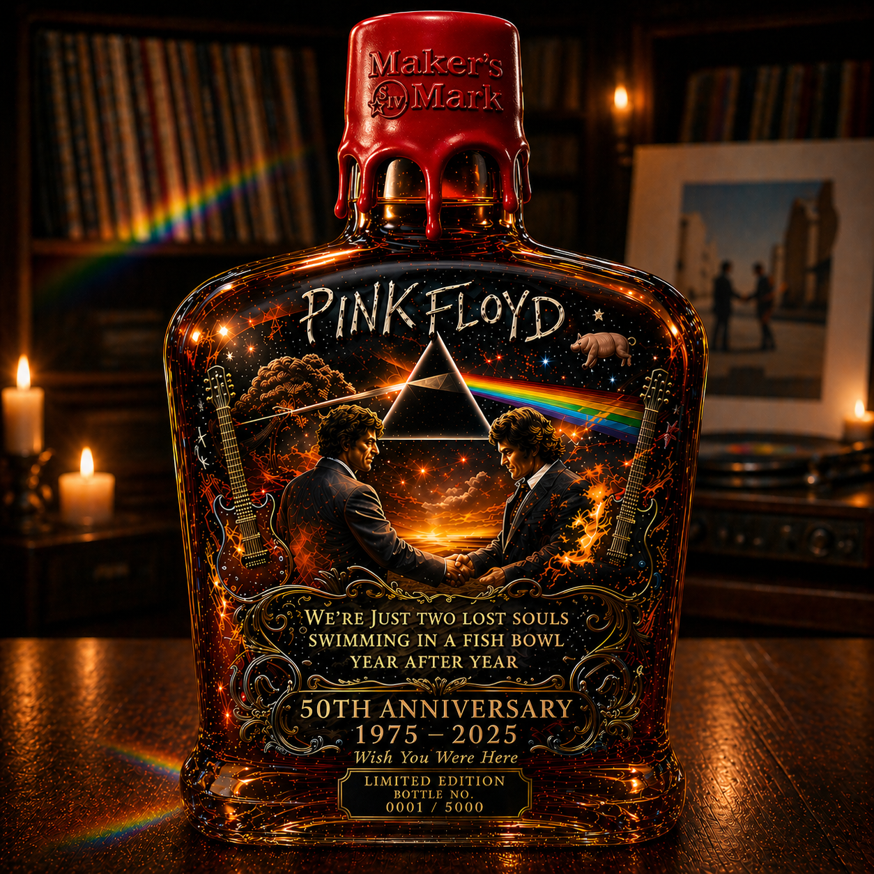Pink Floyd – “Wish You Were Here” 50th Anniversary Collector’s Whiskey Bottle