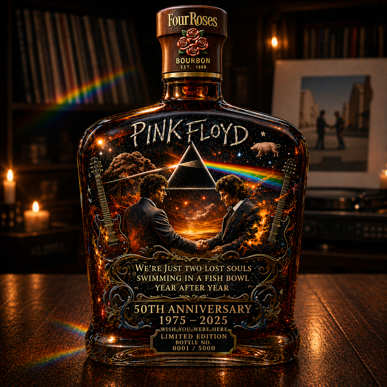 Pink Floyd – “Wish You Were Here” 50th Anniversary Collector’s Whiskey Bottle