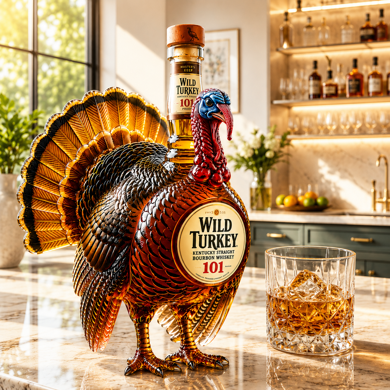 Wild Turkey 101 Sculpted Turkey Whiskey Bottle
