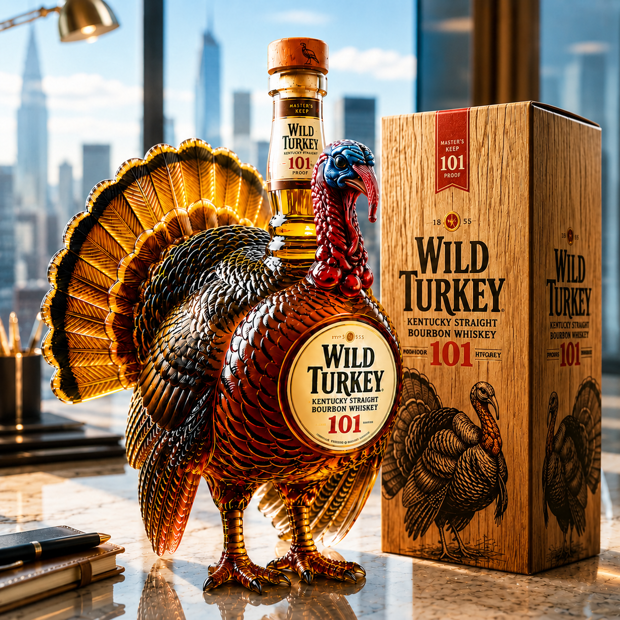 Wild Turkey 101 Sculpted Turkey Whiskey Bottle