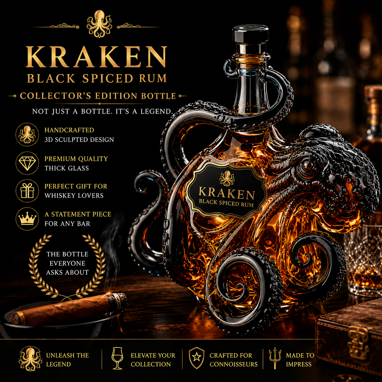 Kraken Black Spiced Rum Bottle