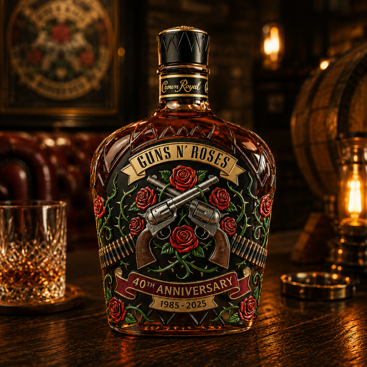 Guns N’ Roses 40th Anniversary Whiskey Bottle