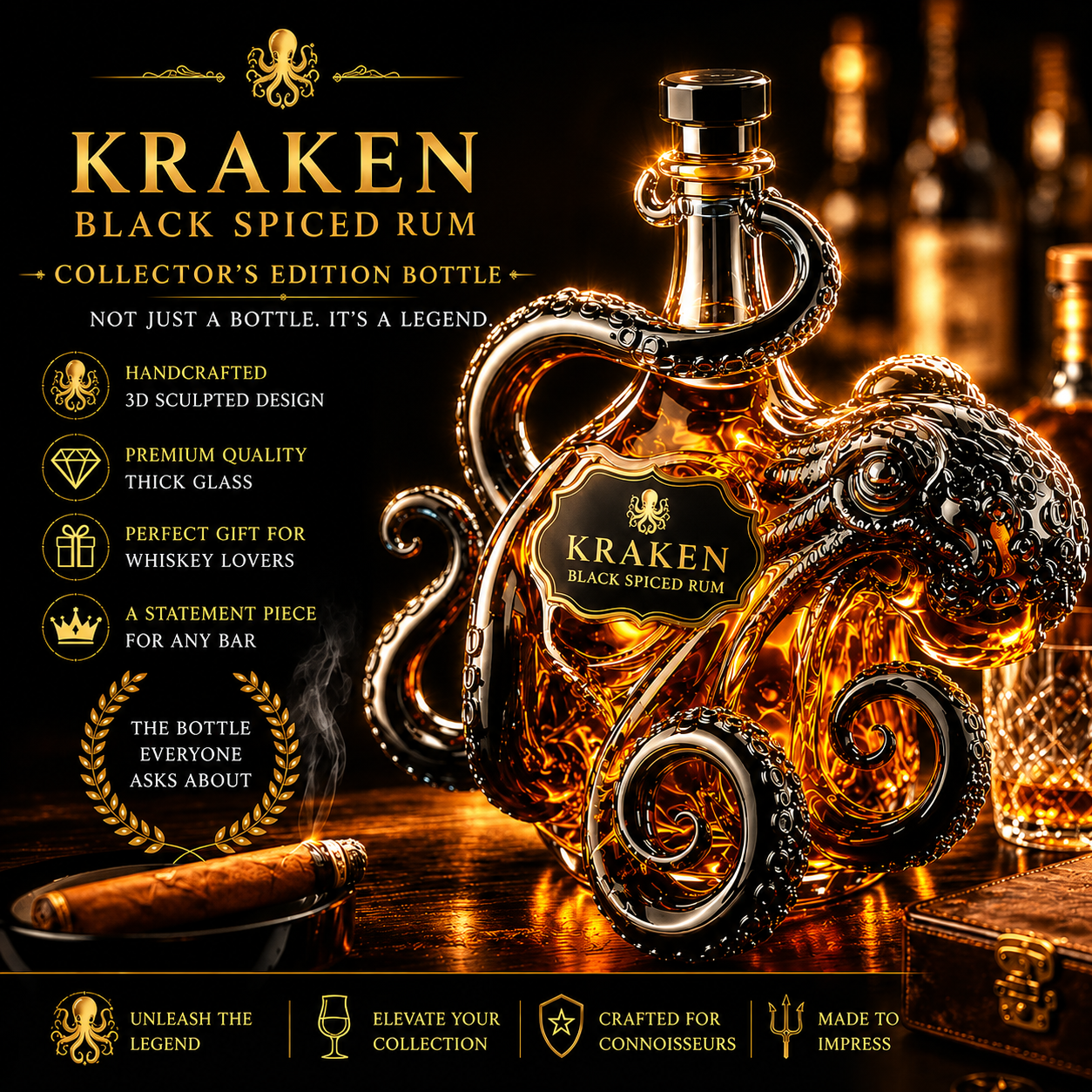 Kraken Black Spiced Rum Bottle