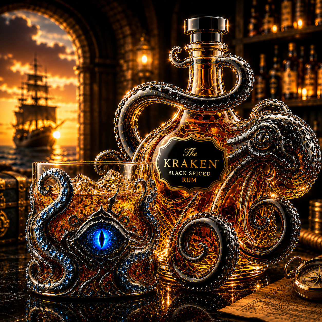 Kraken Black Spiced Rum Bottle