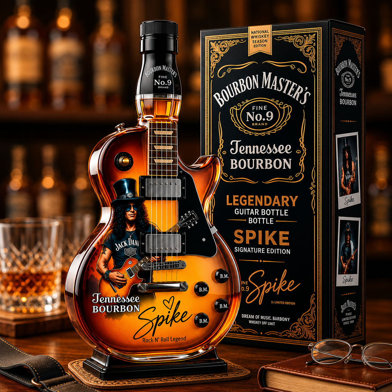 Vintage Sunburst Guitar-Shaped Whiskey Decanter