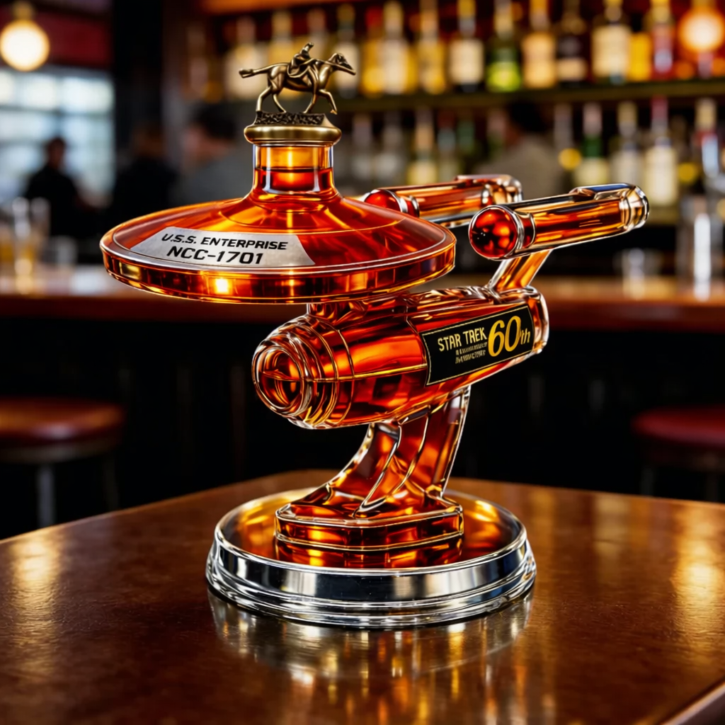 60th Anniversary USS Enterprise Whiskey Bottle