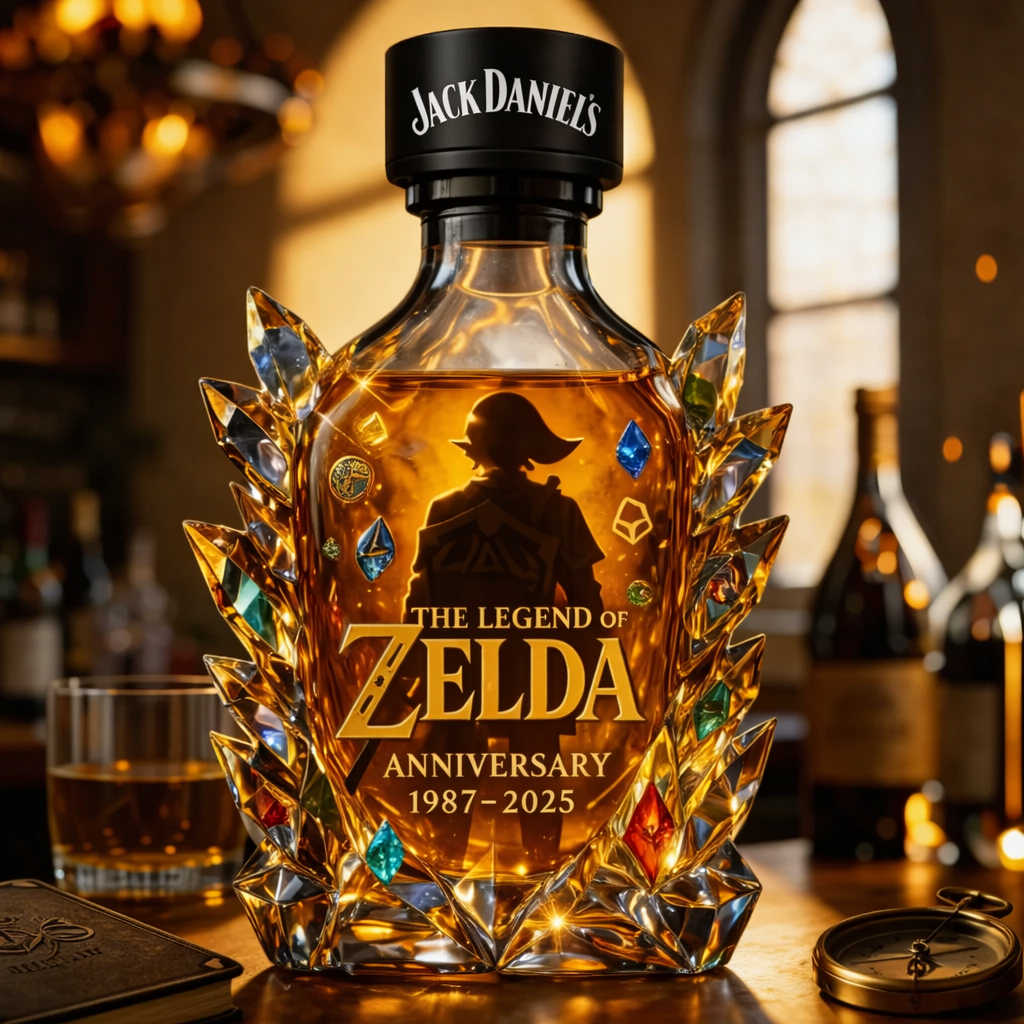 The Dazzling Legend Of Zelda 38th Anniversary 1987-2025 Whisky Bottle
