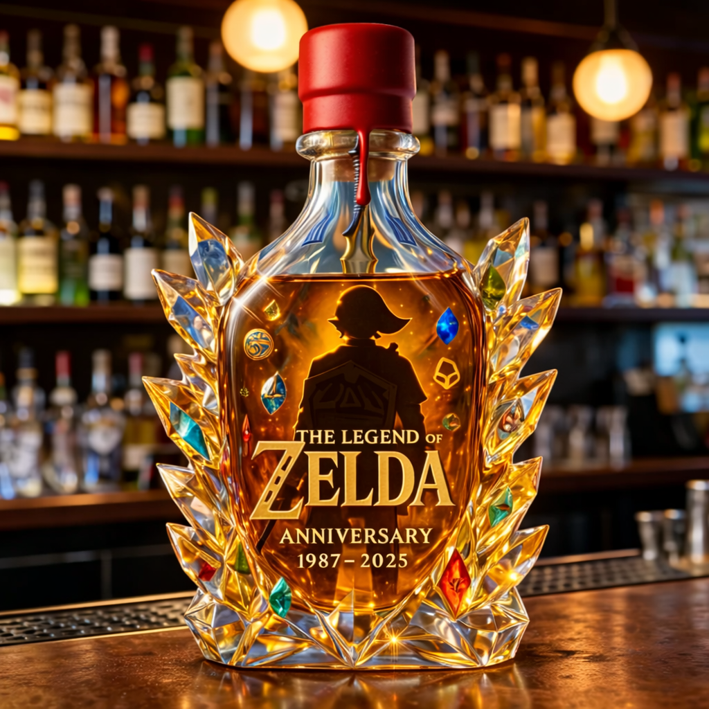 The Dazzling Legend Of Zelda 38th Anniversary 1987-2025 Whisky Bottle