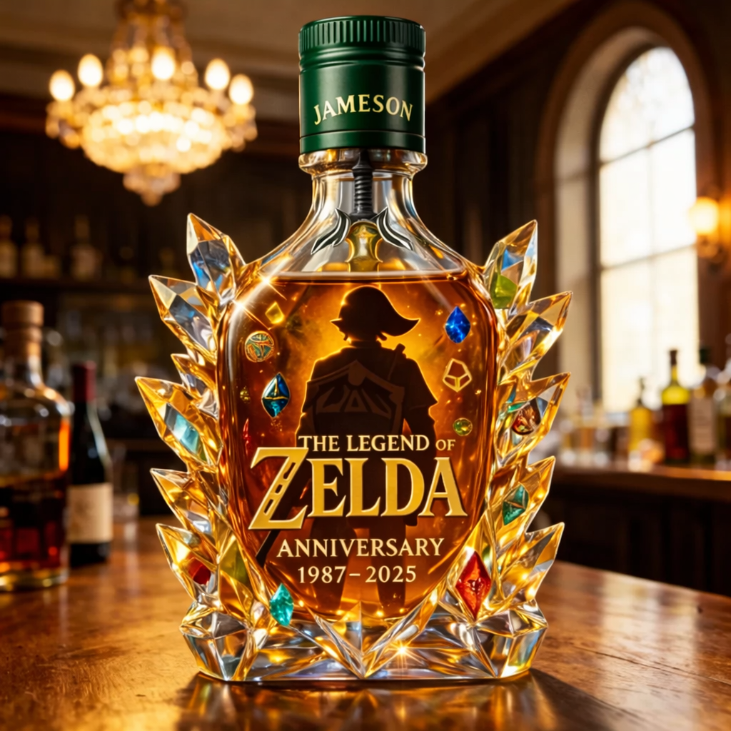 The Dazzling Legend Of Zelda 38th Anniversary 1987-2025 Whisky Bottle