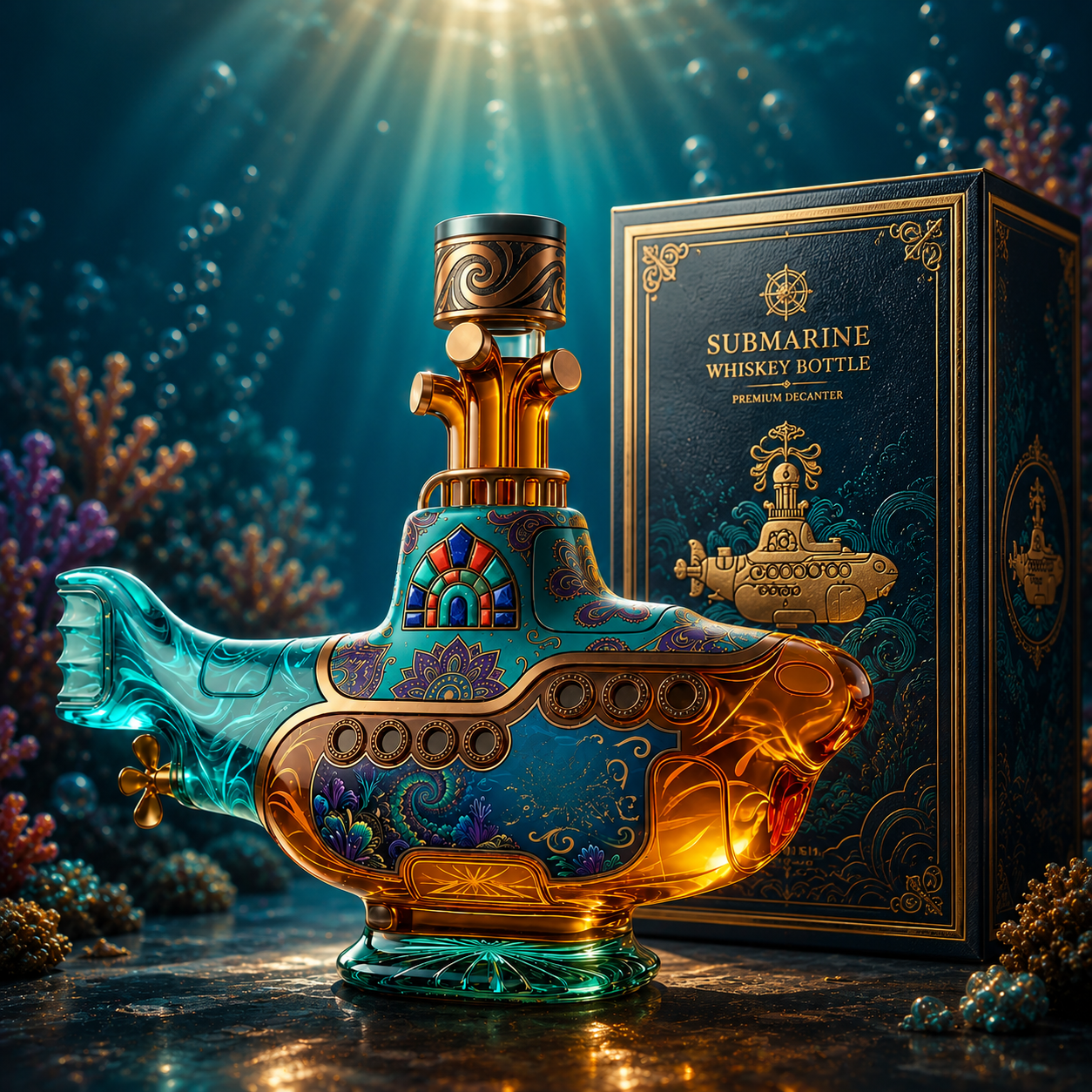 Vintage Submarine Whiskey Bottle