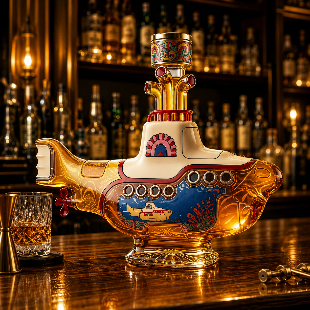 Vintage Submarine Whiskey Bottle