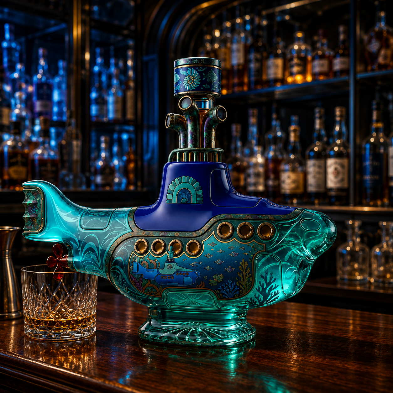 Vintage Submarine Whiskey Bottle