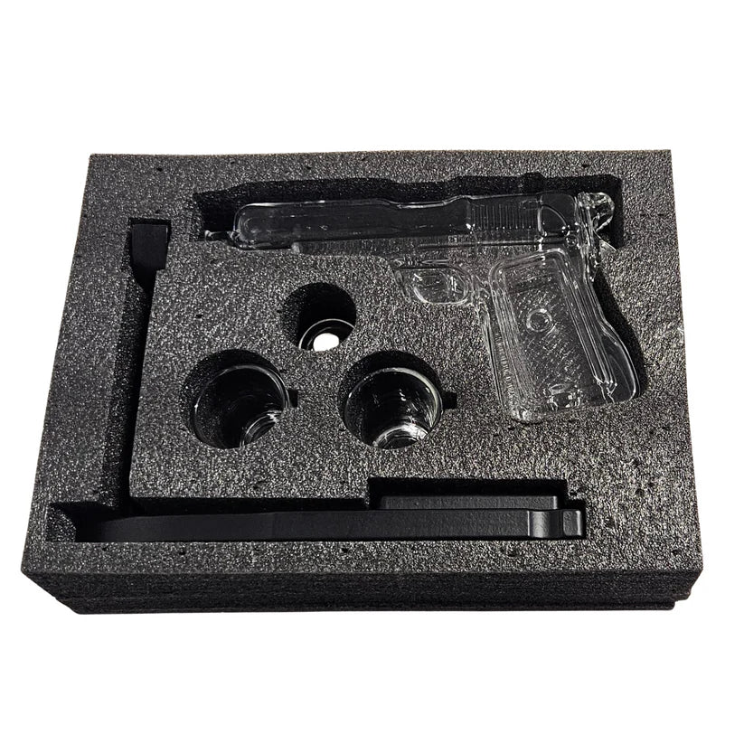 Pistol Whiskey Decanter Set with Stand & Shot Glasses