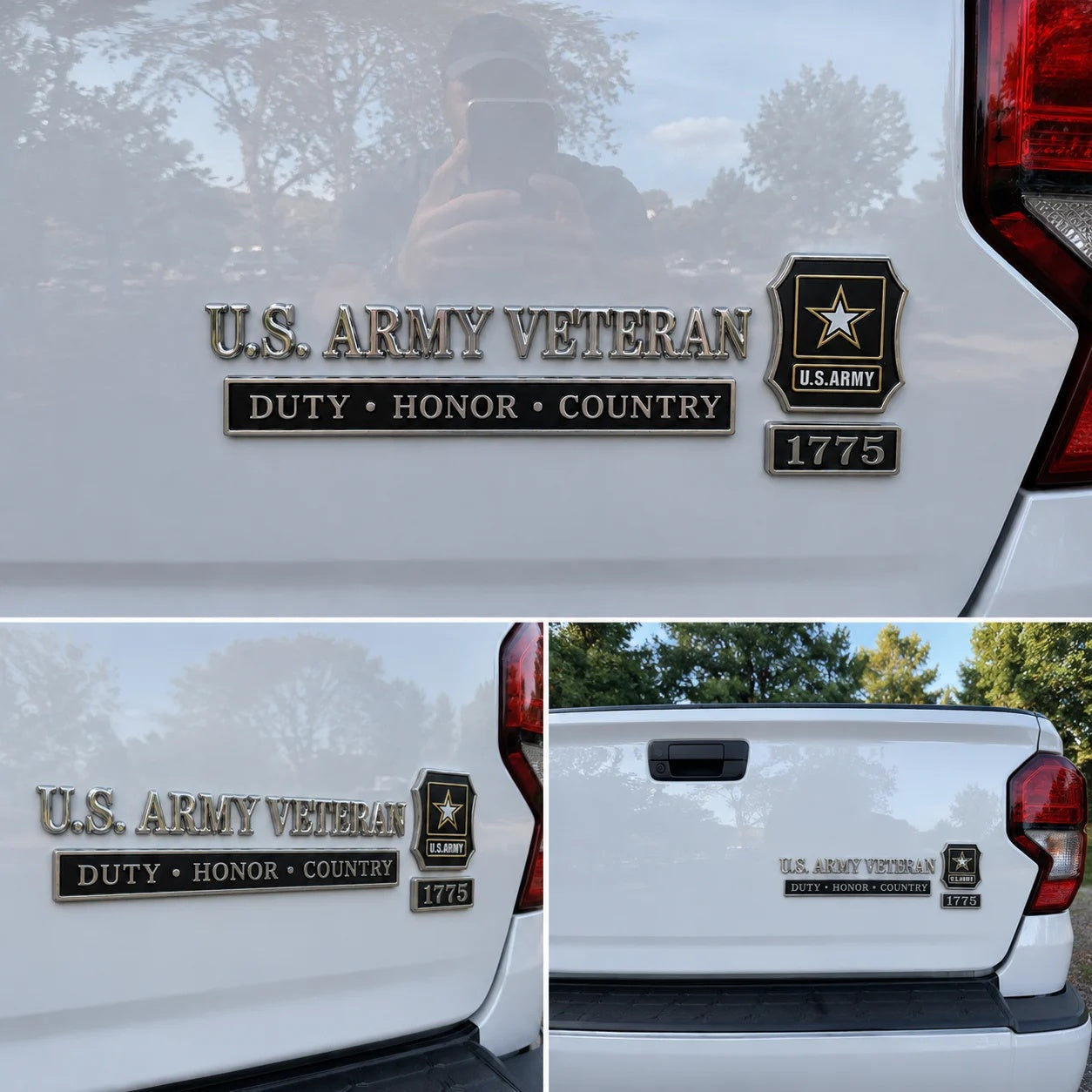 U.S. Army Veteran Duty Honor Country Car Emblem Metal Badge