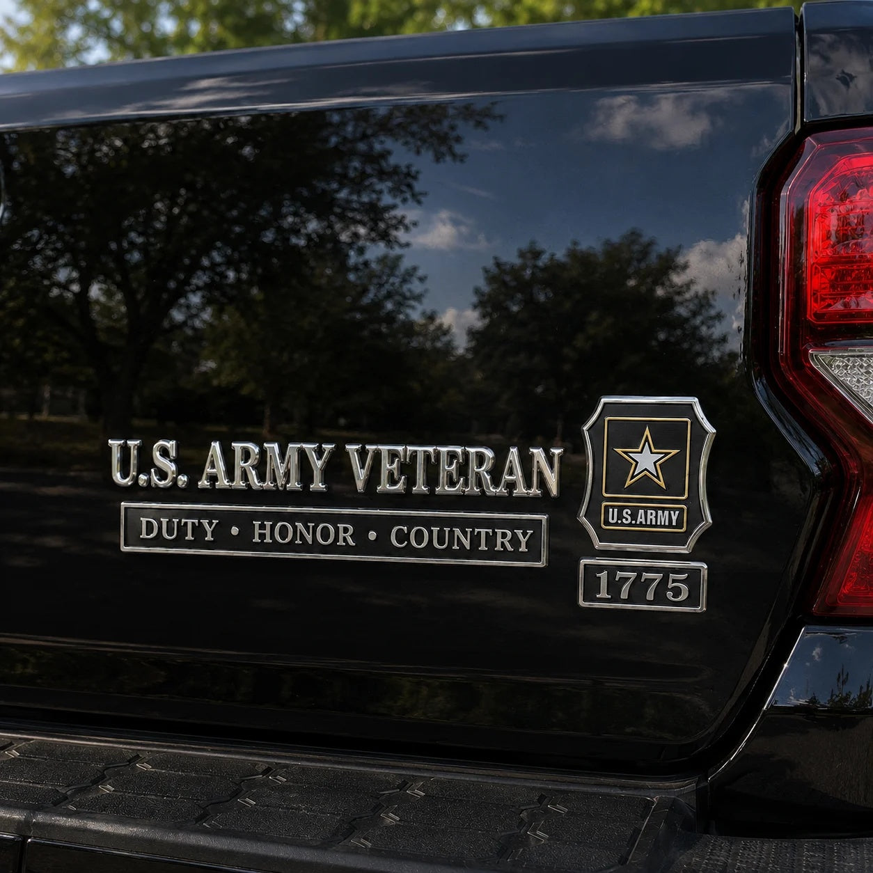 U.S. Army Veteran Duty Honor Country Car Emblem Metal Badge